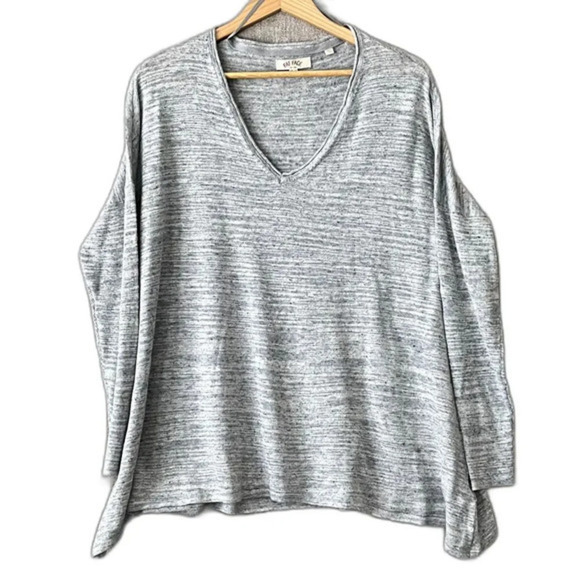 Fat Face UK Long Sleeve‎ V-Neck Tunic Size 12 Gray Linen Blend Pullover Casual - Picture 1 of 8